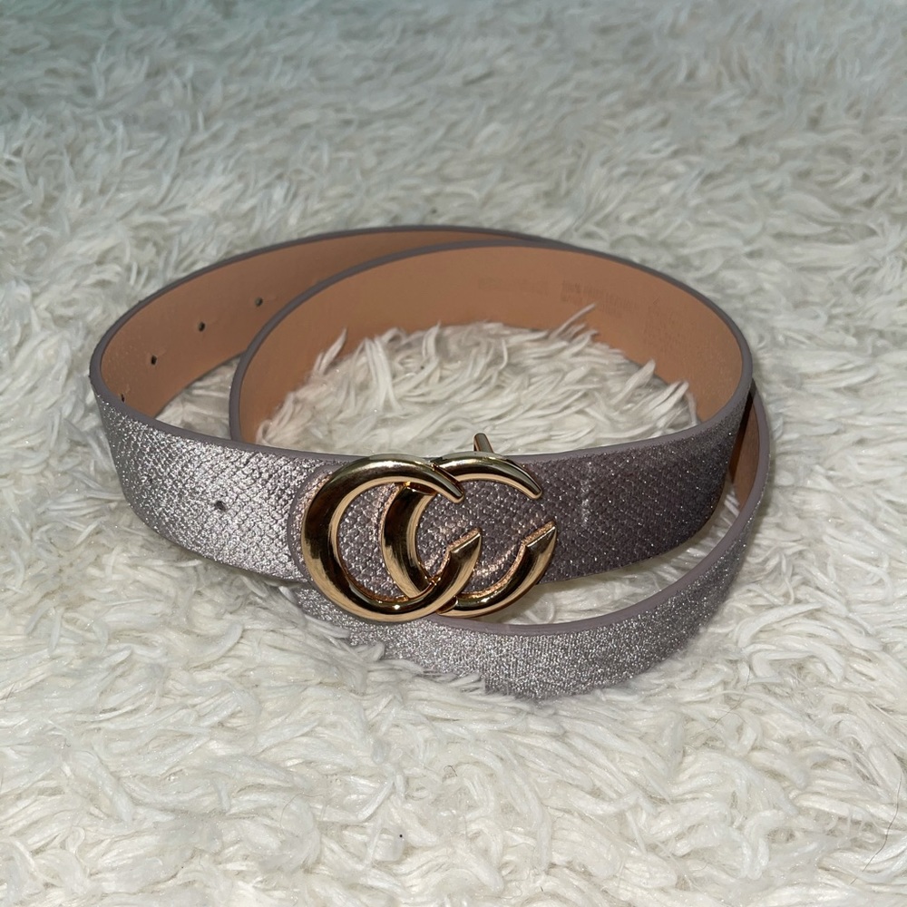 Silver belt with gold buckle
